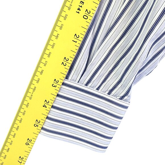KITON Striped luxury Dress Shirt Blue White Made in Italy Size 15.5 /39 - Picture 11 of 13